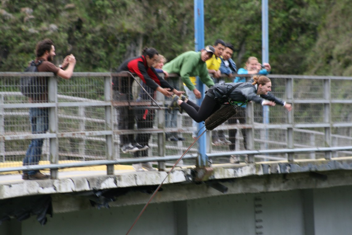 Bridge jumping in Banos, Ecuador