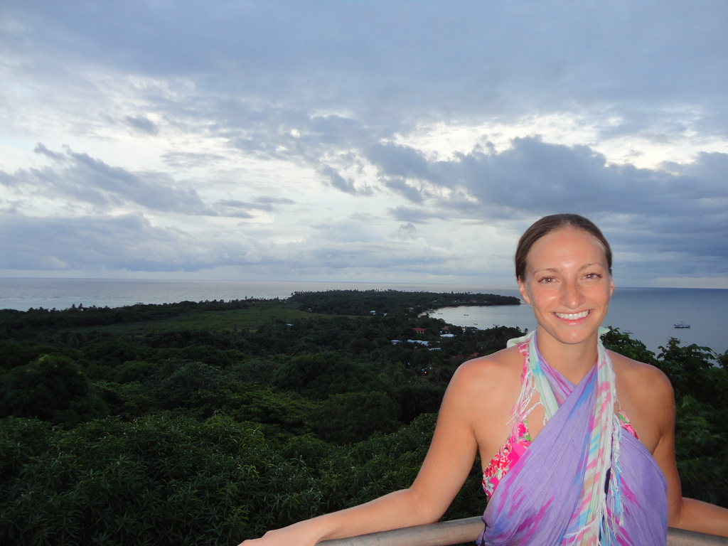 checking out the view from the top of the lighthouse, Little Corn