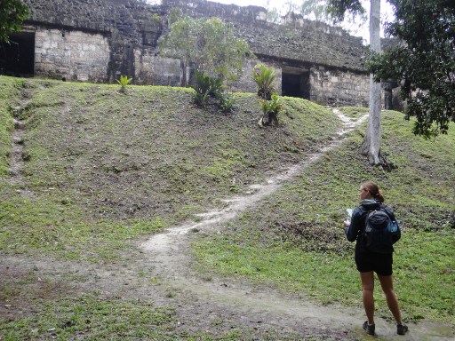 Temple climbing, tomb raiding, in Tikal