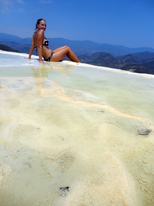 Soaking in the petrified waterfalls near Oaxaca